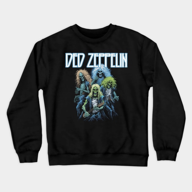 Undead Zombie Rock Band Band Tee Illustration - Ghoulish Music Madness Crewneck Sweatshirt by Soulphur Media